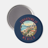 Zihuatanejo Mexico Retro Noodlijdende Cirkel Magneet (Voorkant / Achterkant)