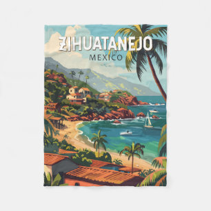 Zihuatanejo Mexico Travel Art Vintage Fleece Deken
