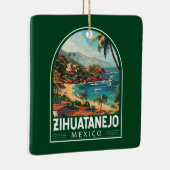 Zihuatanejo Mexico Travel Art Vintage Keramisch Ornament (Rechts)