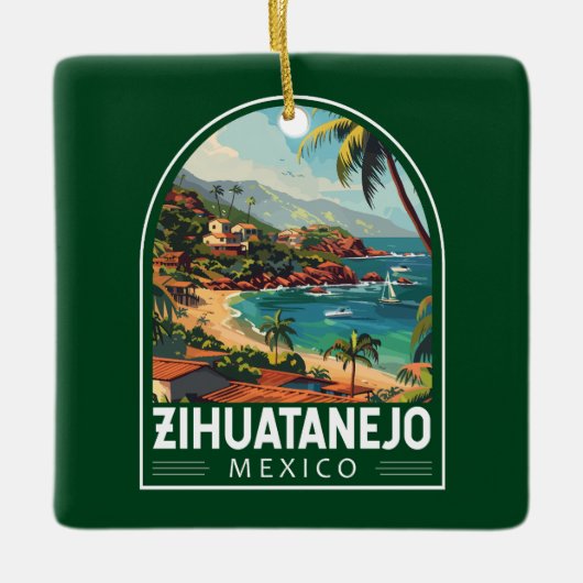 Zihuatanejo Mexico Travel Art Vintage Keramisch Ornament (Voorkant)