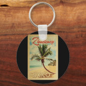 Zihuatanejo Palm Tree Vintage Travel Sleutelhanger (Voorkant)