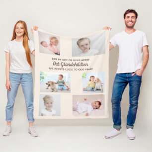 Zij aan zij Crème 6 Foto Kleinkinderen Collage Fleece Deken