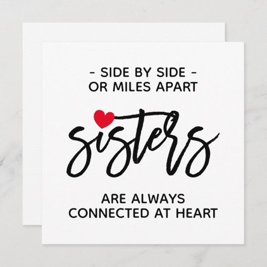 zij aan zij zussen die bij de Kaart van het hartci (Voorkant / Achterkant)