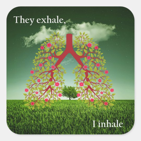 Zij ademen uit, inhaleer ik vierkante sticker