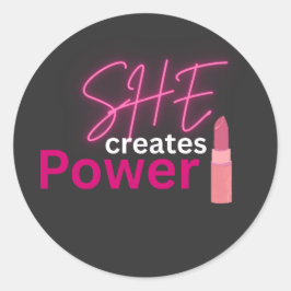 Zij Creëert Kracht Inspirerende Vrouwen Empowermen Ronde Sticker