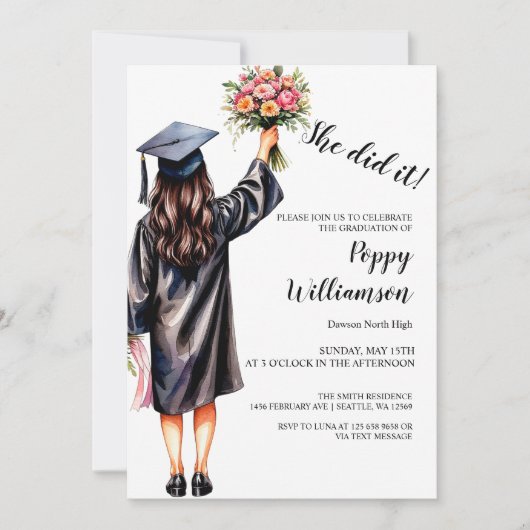 Zij deed het Aquarel Afstuderen Kaart (Voorkant)