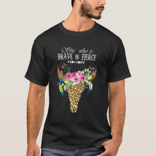 Zij Die Dapper Is Is Fel Hippie Koe Luipaard T-shirt