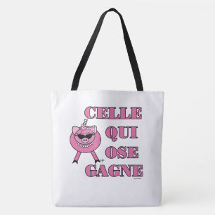 Zij Die Durft Wint in het Frans met Mutsige Bigget Tote Bag