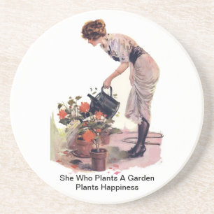 Zij die een tuingeluk Planten Zandsteen Onderzetter