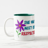 Zij die gerespecteerd moet worden tweekleurige koffiemok (Links)