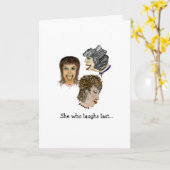 Zij die lacht voor de laatste grappige maaltijden kaart (Gele Bloem)