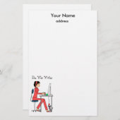 Zij die schrijfster/rood+brunette schrijft briefpapier (Voorkant / Achterkant)