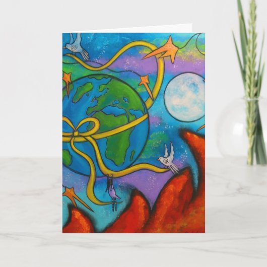 Zij droomt van de Kerstkaart van de Vrede Feestdagen Kaart (Voorkant)