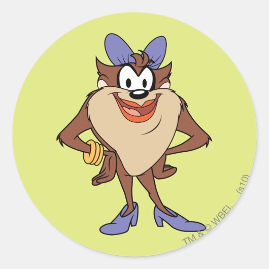 Zij-duivel in kleur ronde sticker (Voorkant)