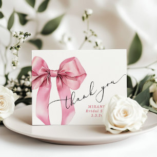 Zij gaat de knoop doorhakken Pink Bow Bruid  Bedankkaart