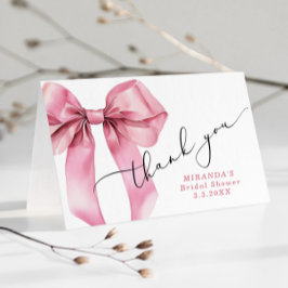 Zij gaat de knoop doorhakken Roze Strik Bruids- Bedankkaart