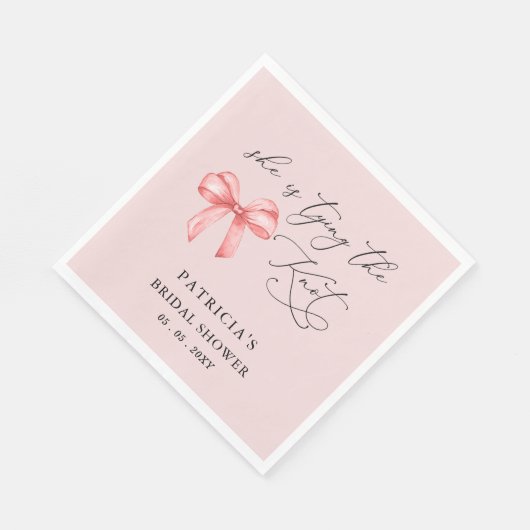 Zij gaat de knoop doorhakken roze strik Bruidsmeis Servet (Hoek)