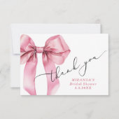 Zij gaat trouwen Pink Bow Bruidsmode  Bedankkaart (Voorkant)