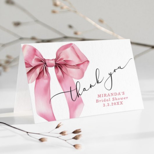 Zij gaat trouwen Pink Bow Bruidsmode  Bedankkaart