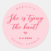 Zij gaat trouwen  roze en rode bruid ronde sticker (Voorkant)