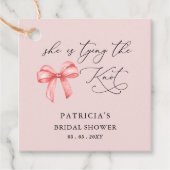 Zij gaat trouwen roze lint Bruidscadeau Bedankjes Labels (Voorkant)