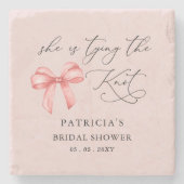 Zij gaat trouwen roze strik Bruids Shower Stenen Onderzetter (Voorkant)