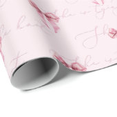 Zij gaat trouwen roze strik Bruidsjurk Shower Cadeaupapier (Rol Hoek)