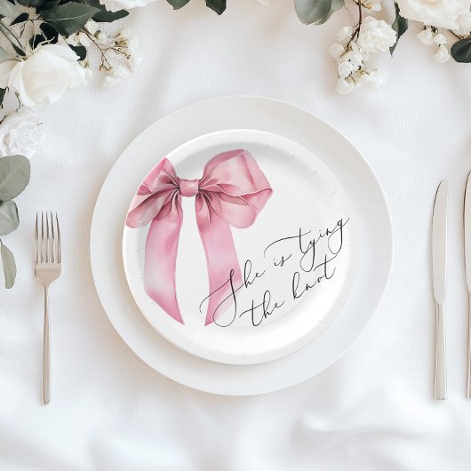 Zij gaat trouwen Roze Strik Bruidsmeisjesfeest Papieren Bordje