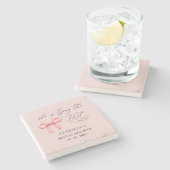 Zij gaat trouwen roze strik Bruidsmeisjesfeestje Stenen Onderzetter (Zijkant)