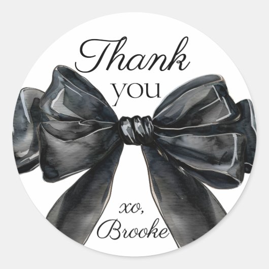 Zij gaat trouwen zwart Bruidsuitnodiging dank je Ronde Sticker (Voorkant)