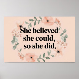Zij geloofde minimalistische poster veldbloemen pe