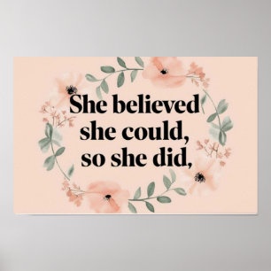 Zij geloofde minimalistische poster veldbloemen pe