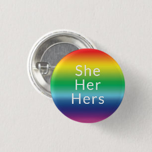 Zij, haar, haar collega's Pronouns Lgbetq Lgbt Pri Ronde Button 3,2 Cm