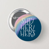 Zij haar haar Hers Pronoun Ronde Button 5,7 Cm (Voorkant /achterkant)