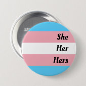 Zij haar haar transgender-trots ronde button 7,6 cm (Voorkant /achterkant)