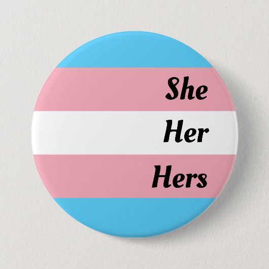 Zij haar haar transgender-trots ronde button 7,6 cm (Voorkant)
