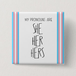 Zij/Haar/Haar Voornaamwoorden Transgender Knop Vierkante Button 5,1 Cm