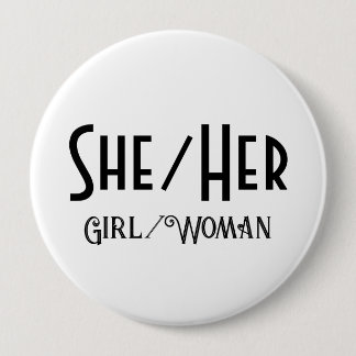 ZIJ/HAAR MEISJE/VROUW Ronde Witte Button