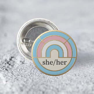 Zij/Haar Minimalistische Voornaamwoord LGBTQ Pride Ronde Button 3,2 Cm