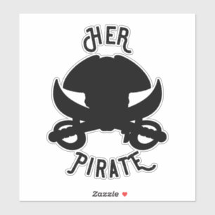 Zij Haar Piraten Vintage Kruisbeenderen Schedel &  Sticker