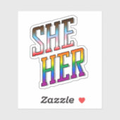 Zij/Haar Progress Pride Sticker (Vel)