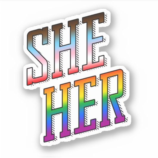 Zij/Haar Progress Pride Sticker (Voorkant)