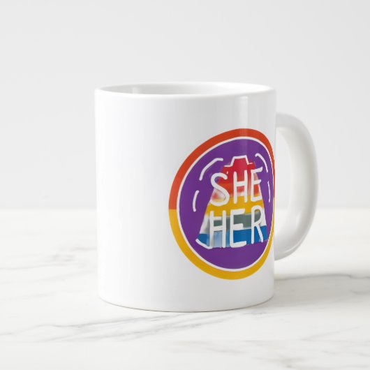 ZIJ/HAAR Pronoun Rainbow Circle Pride Grote Koffiekop (Voorkant rechts)