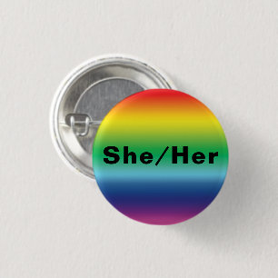 Zij, haar, Pronouns Lgbtq Lgbt Pride Rainbow Color Ronde Button 3,2 Cm