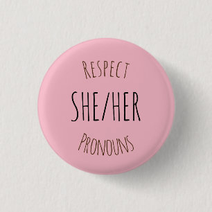 Zij/haar respectvolle woordenboek ronde button 3,2 cm