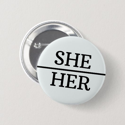 Zij/haar Ronde Button Genderdiversiteit LGTBQ Prid (Voorkant /achterkant)