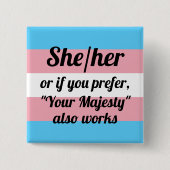 Zij/haar Vierkante Button 5,1 Cm (Voorkant)