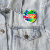 Zij/Haar voornaamwoorden Pride Waterverf Rainbow Ronde Button 5,7 Cm (In situ)