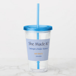 ZIJ HEEFT HET BRUIDSBAD BLAUW ORANJE STIJLVOL TREN ACRYL DRINKBEKER
