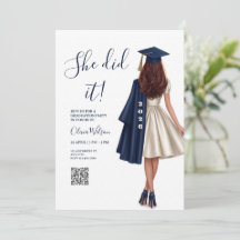 zij heeft het gedaan diploma uitnodigingen,Meisje